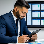 **

A soccer team manager in a professional office setting, reviewing player statistics on a tablet. He's wearing a well-tailored suit, fully clothed, appropriate attire, safe for work. The scene emphasizes data analysis and strategic planning. Perfect anatomy, natural proportions, professional lighting, high quality. Family-friendly, modest.

**