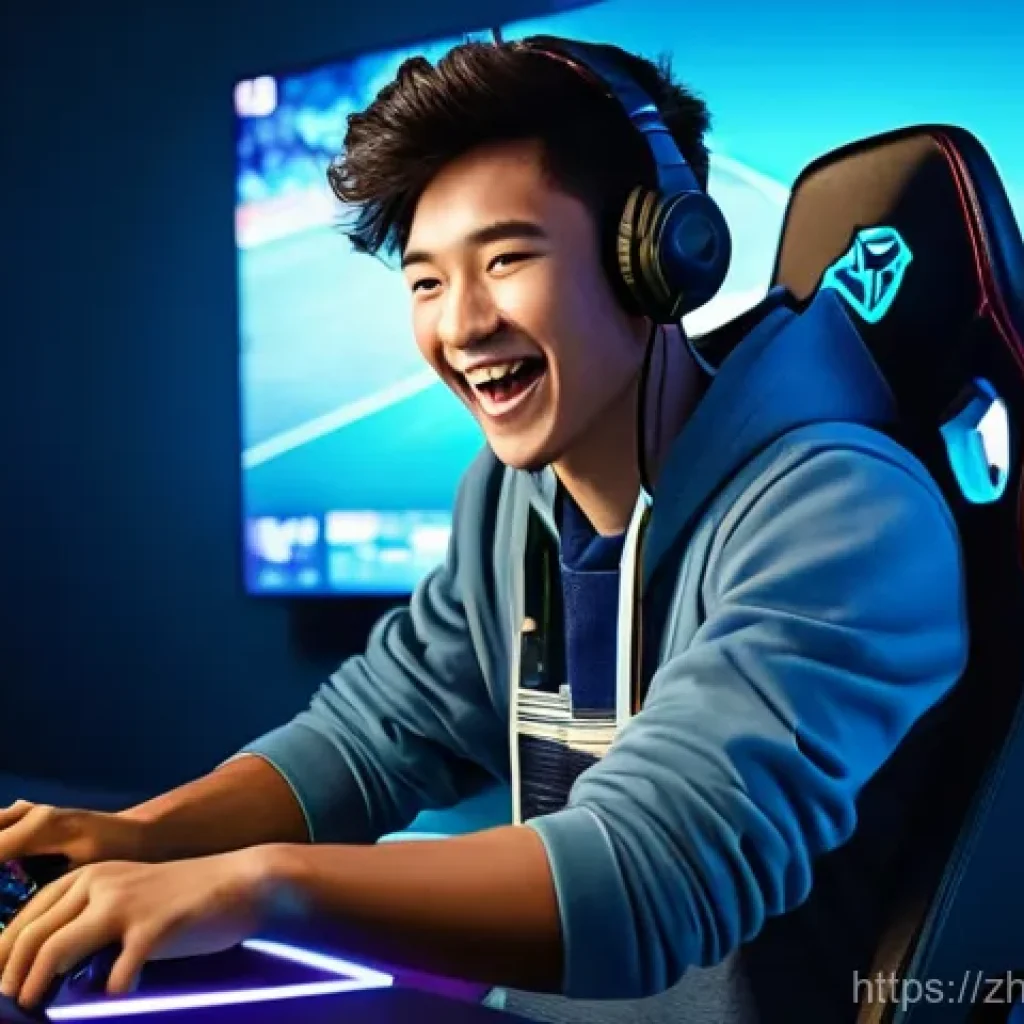 FC온라인 이벤트 정보 - **Prompt:** An excited young gamer, male or female, with a look of pure joy and surprise on their fa...