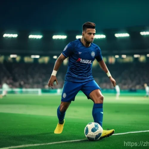 FC온라인 초심자 피드백 - **A football player demonstrating excellent ball control and vision.** The player, wearing a clean, ...